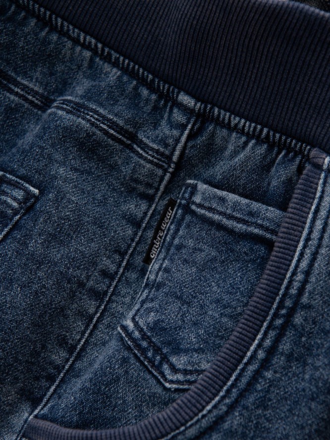 Spodnie męskie marmurkowe JOGGERY z przeszyciami - niebieskie V1 OM-PADJ-0108 - XL