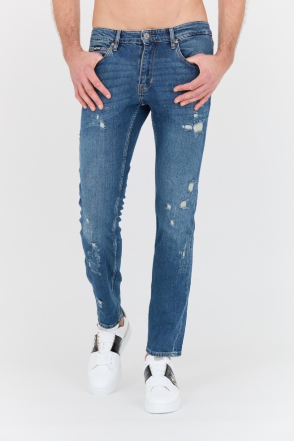 JUST CAVALLI Niebieskie jeansy Slim