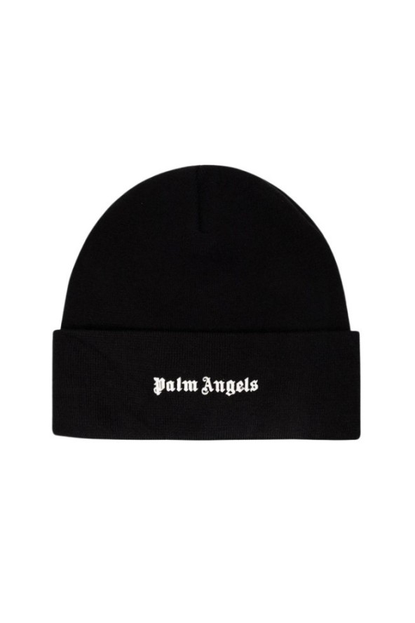 PALM ANGELS Czarna czapka z gumowym logo