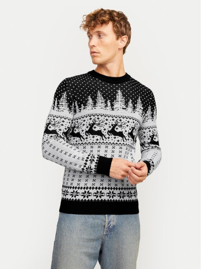 Jack&Jones Sweter Xmas Gabriel 12266118 Szary Regular Fit