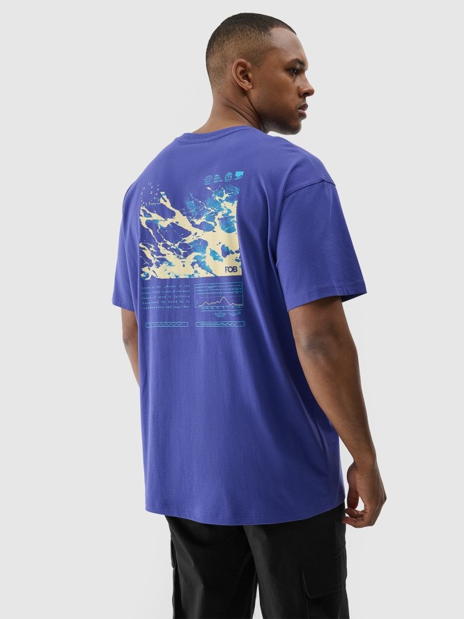 T-shirt oversize z nadrukiem męski - fioletowy