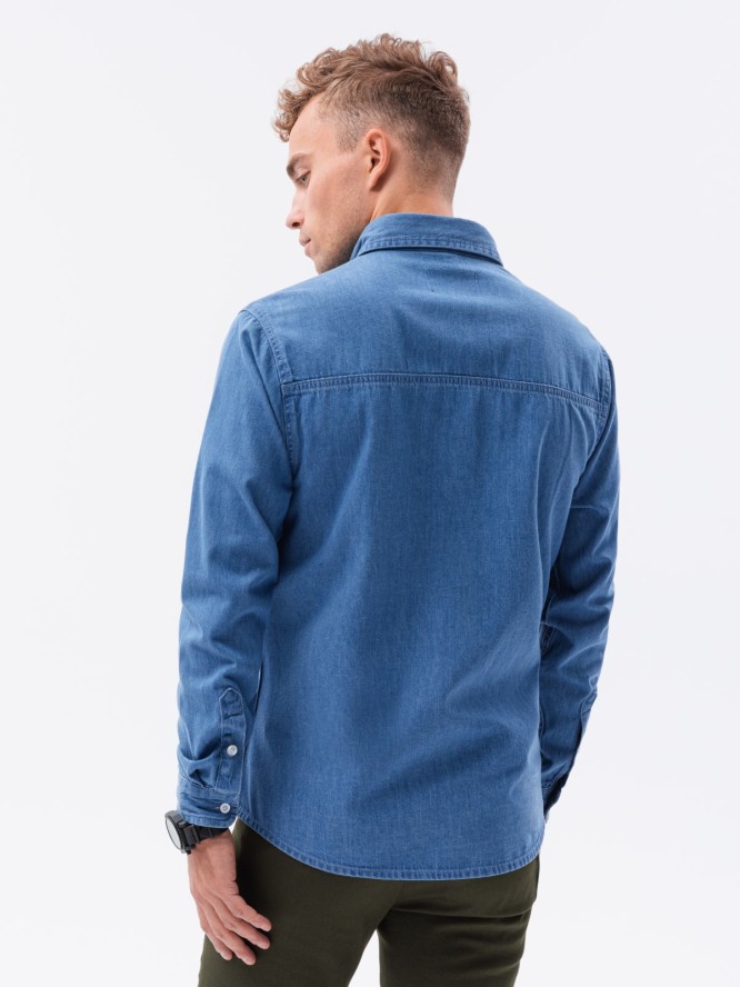 Koszula męska klasyczna jeansowa -niebieska V1 K568 - XXL