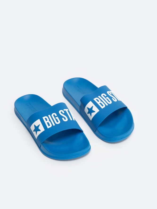 Klapki męskie plażowe z logo niebieskie NN174683 401