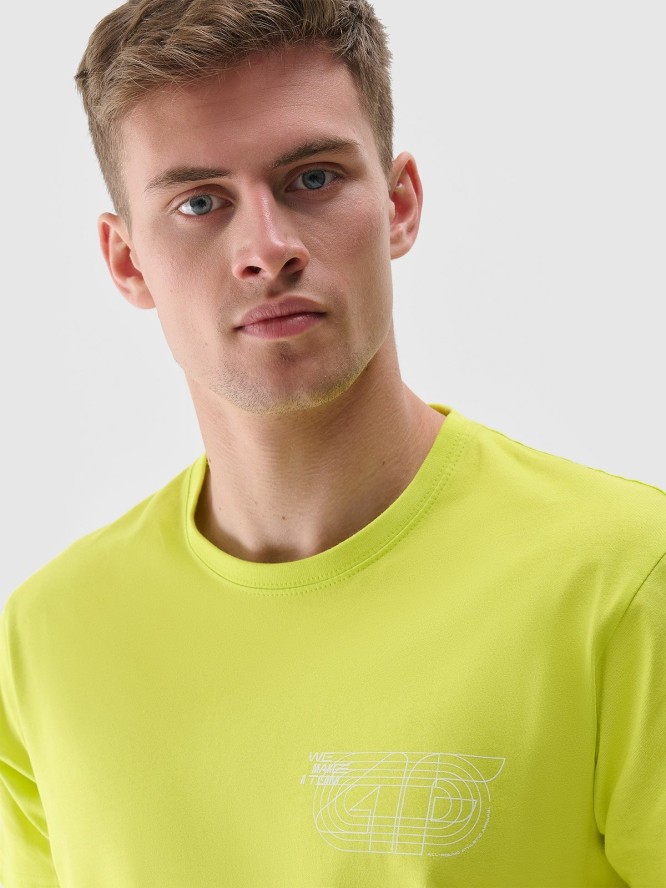 T-shirt regular z nadrukiem męski - zielony
