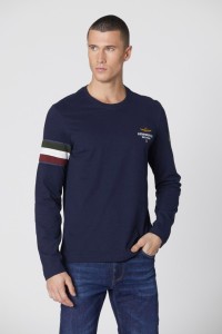 AERONAUTICA MILITARE Granatowy longsleeve męski Crew neck