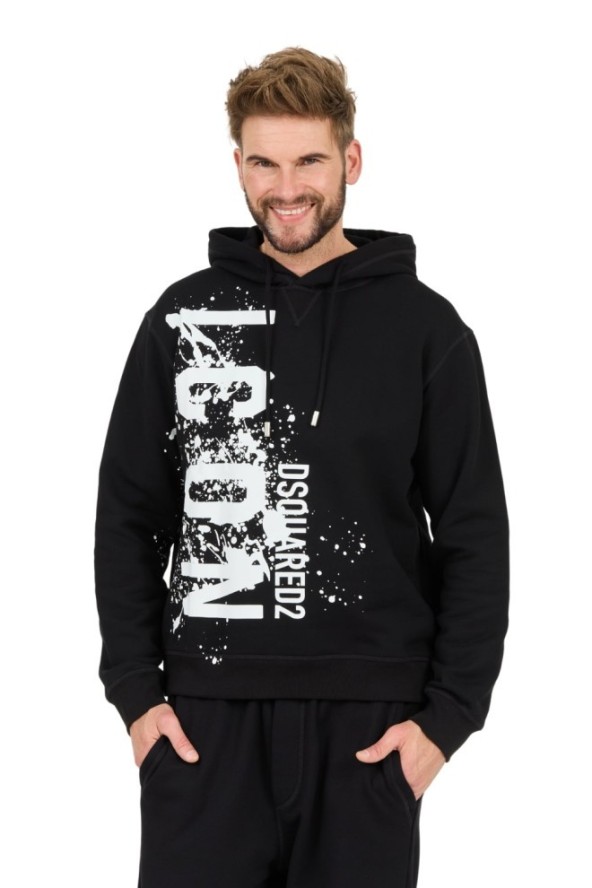 DSQUARED2 Czarna bluza z kapturem Icon Splash Cool Fit Hoodie