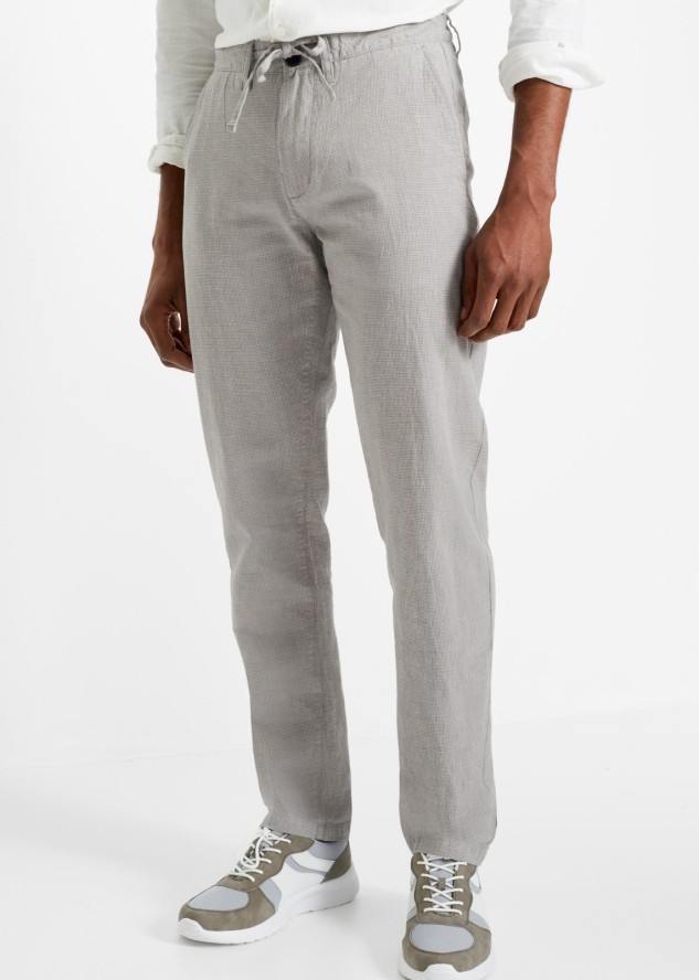 Spodnie chino Regular Fit Straight, z materiału z domieszką lnu