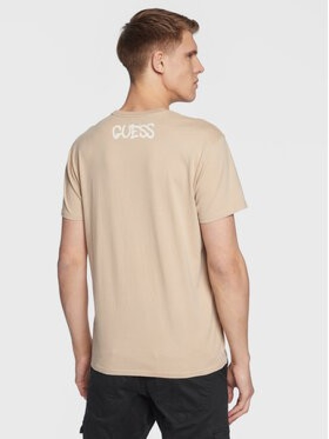 Guess T-Shirt Dre M2BI1X KBDL0 Beżowy Regular Fit