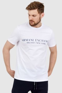 ARMANI EXCHANGE Biały t-shirt męski z aplikacją z logo