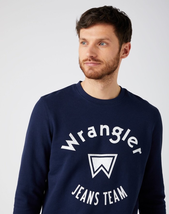 WRANGLER CREW SWEAT MĘSKA BLUZA KLASYCZNA NAVY W6M8HY114