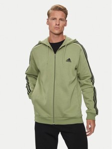 adidas Bluza Essentials Fleece 3-Stripes JE0341 Zielony Regular Fit