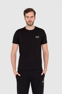 EA7 Czarny t-shirt męski z małym białym logo
