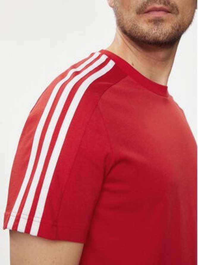 adidas T-Shirt Essentials Single Jersey 3-Stripes T-Shirt IC9339 Czerwony Regular Fit