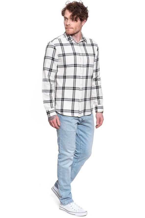 WRANGLER LS 1 PKT SHIRT KOSZULA MĘSKA OFF WHITE W5A1T2737