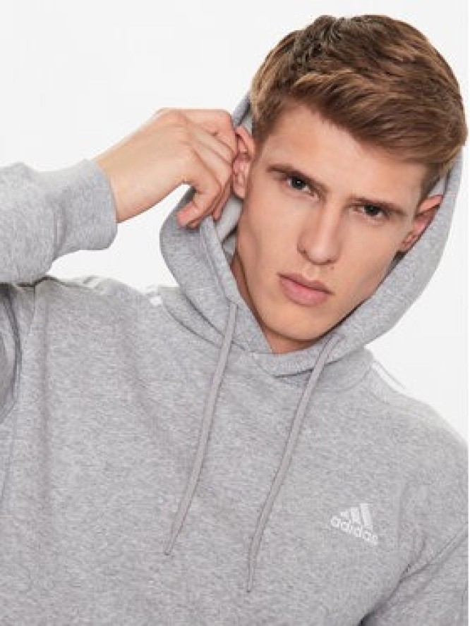 adidas Bluza Essentials Fleece 3-Stripes IJ6474 Szary Regular Fit