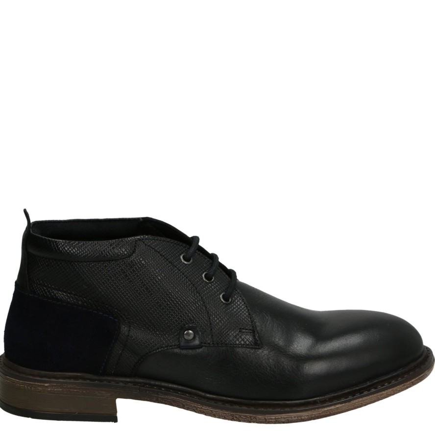 SZNUROWANE BOTKI MĘSKIE 67356 BLACK-NAVY