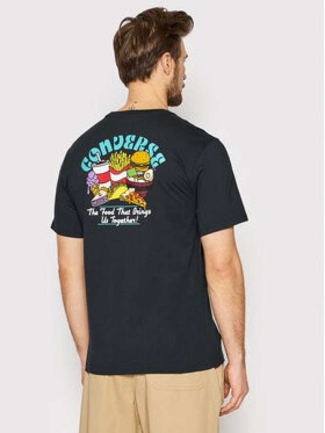 Converse T-Shirt Playera Fast Food 10022934-A01 Czarny Standard Fit