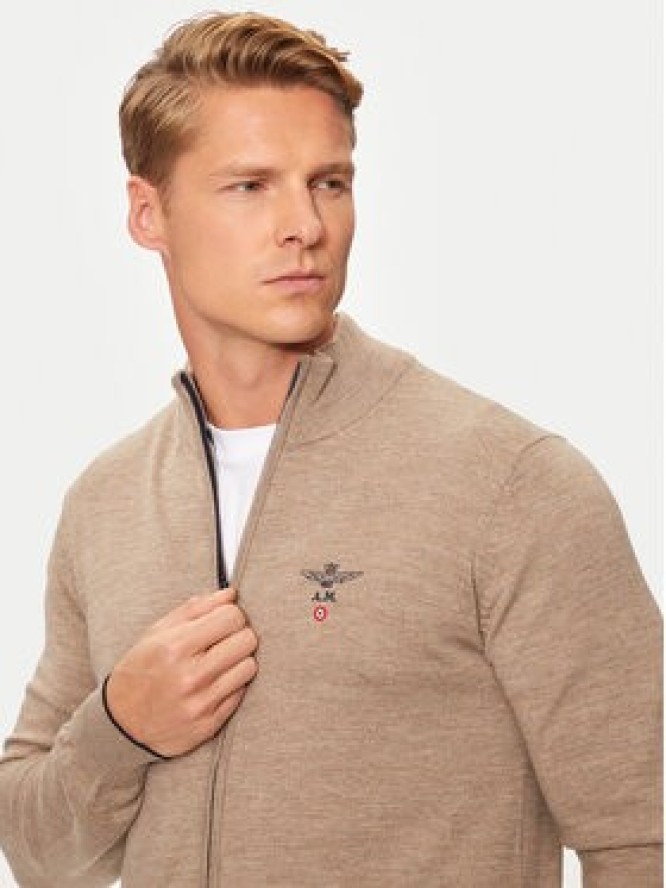 Aeronautica Militare Sweter 242MA1390L415 Beżowy Regular Fit