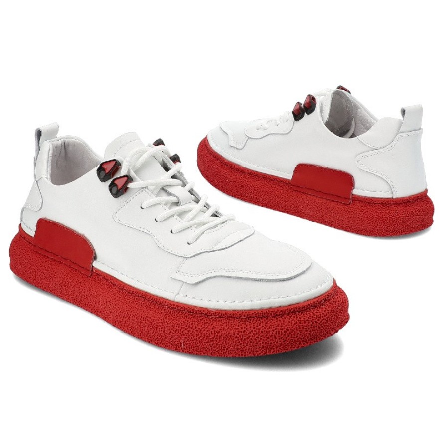 Biało-Czerwone Sneakersy Artiker Stylowe Obuwie Męskie