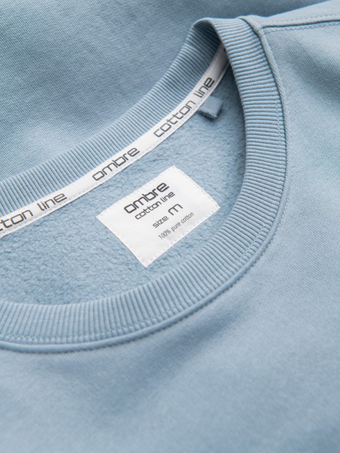 Bluza męska dresowa BASIC z okrągłym dekoltem - niebieska V7 OM-SSBN-0175 - XL