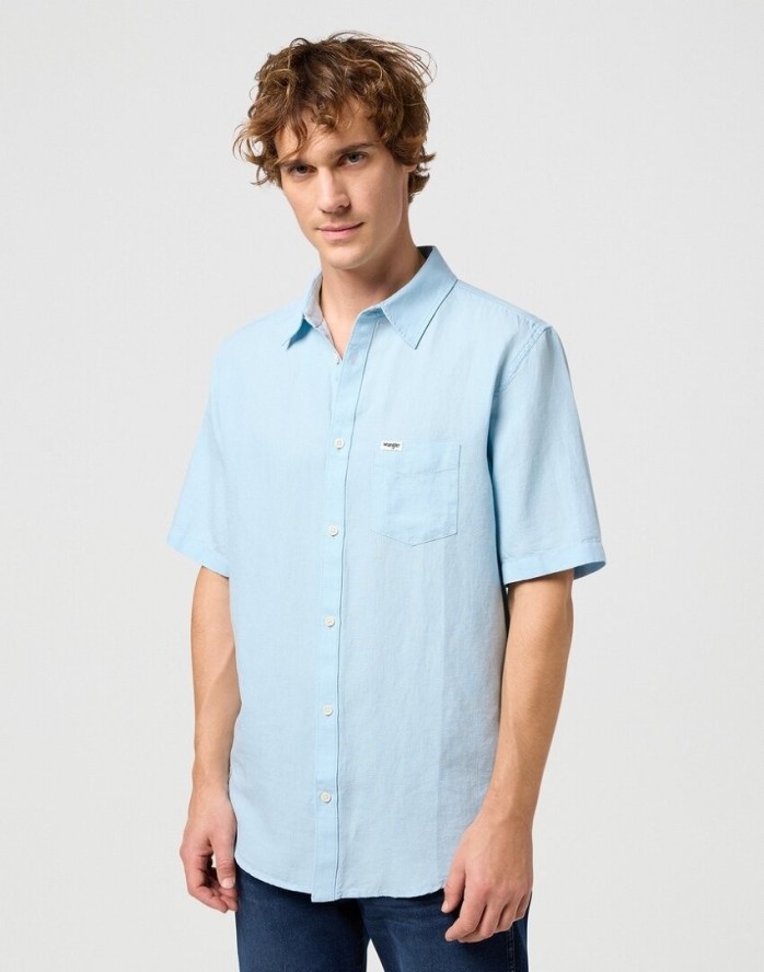 WRANGLER SS 1 PKT SHIRT MĘSKA KOSZULA ELEGANCKA DREAM BLUE 112352188