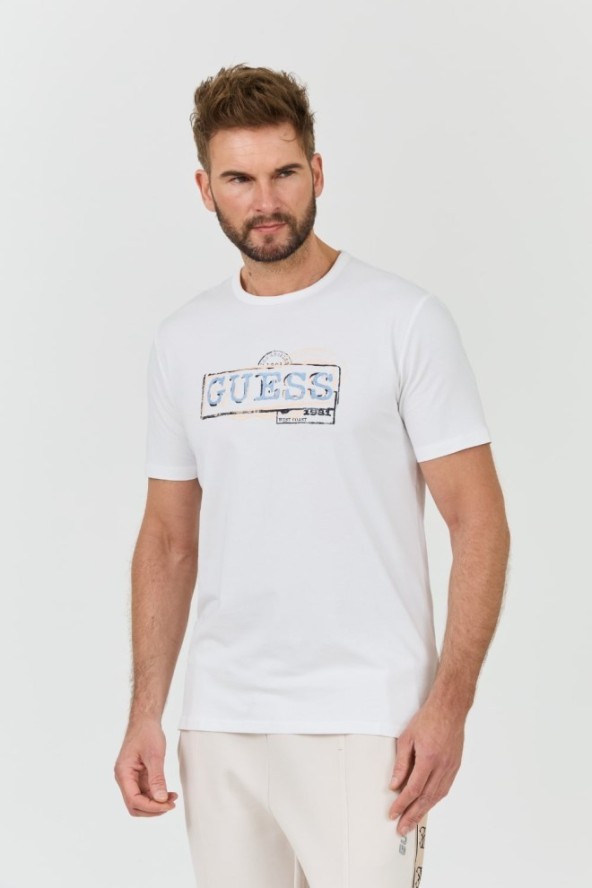 GUESS Biały t-shirt Box Logo