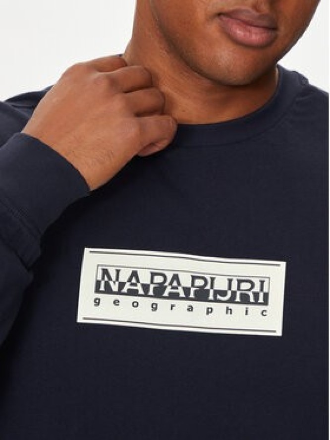 Napapijri Longsleeve S-Box Logo NP0A4I3M Granatowy Regular Fit