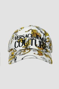 VERSACE JEANS COUTURE Biała czapka logowana z daszkiem