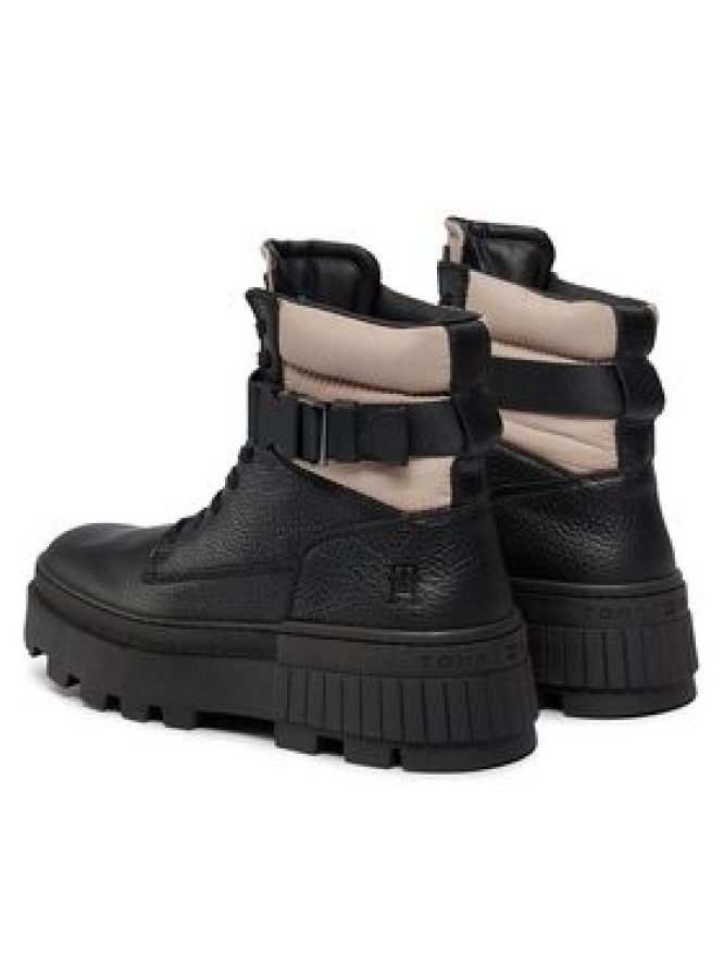 Tommy Hilfiger Trapery Th Elevated Chunky Lth Bkle Boot FM0FM04909 Czarny