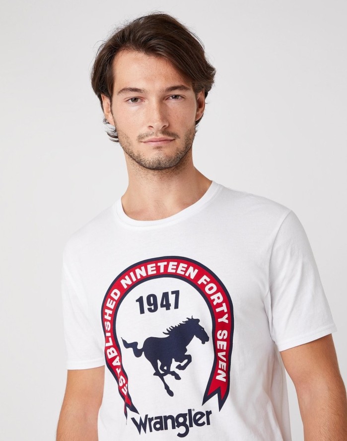 MĘSKI T-SHIRT WRANGLER SS AMERICANA TEE WHITE W7AGD3989