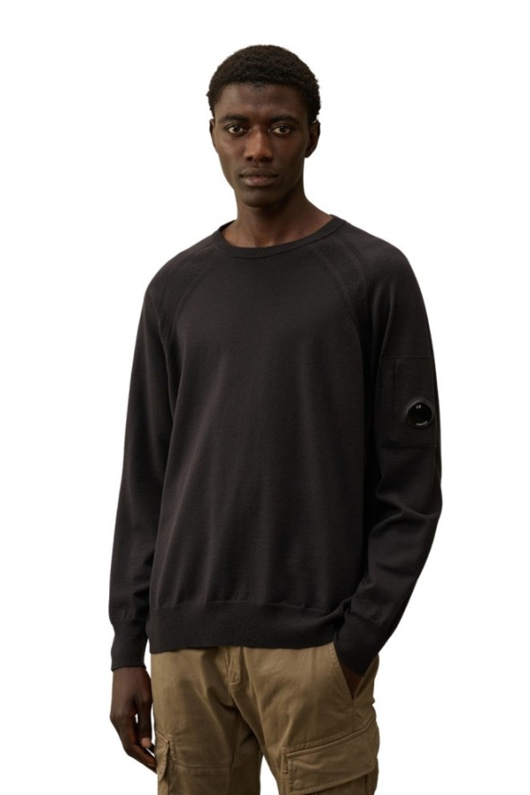 C.P. COMPANY Czarny męski sweter Crew Neck