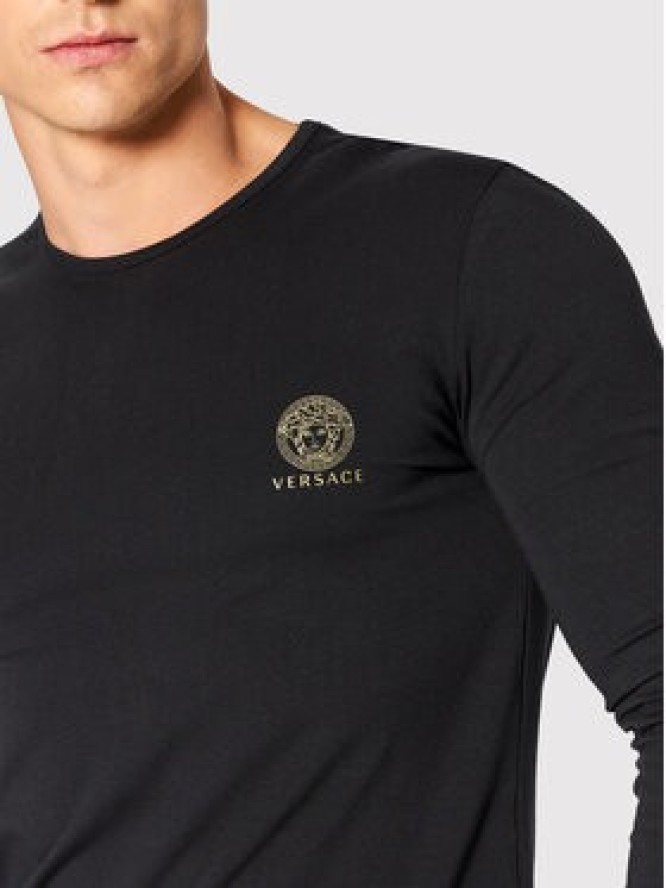 Versace Longsleeve Girocollo AUU01007 Czarny Regular Fit