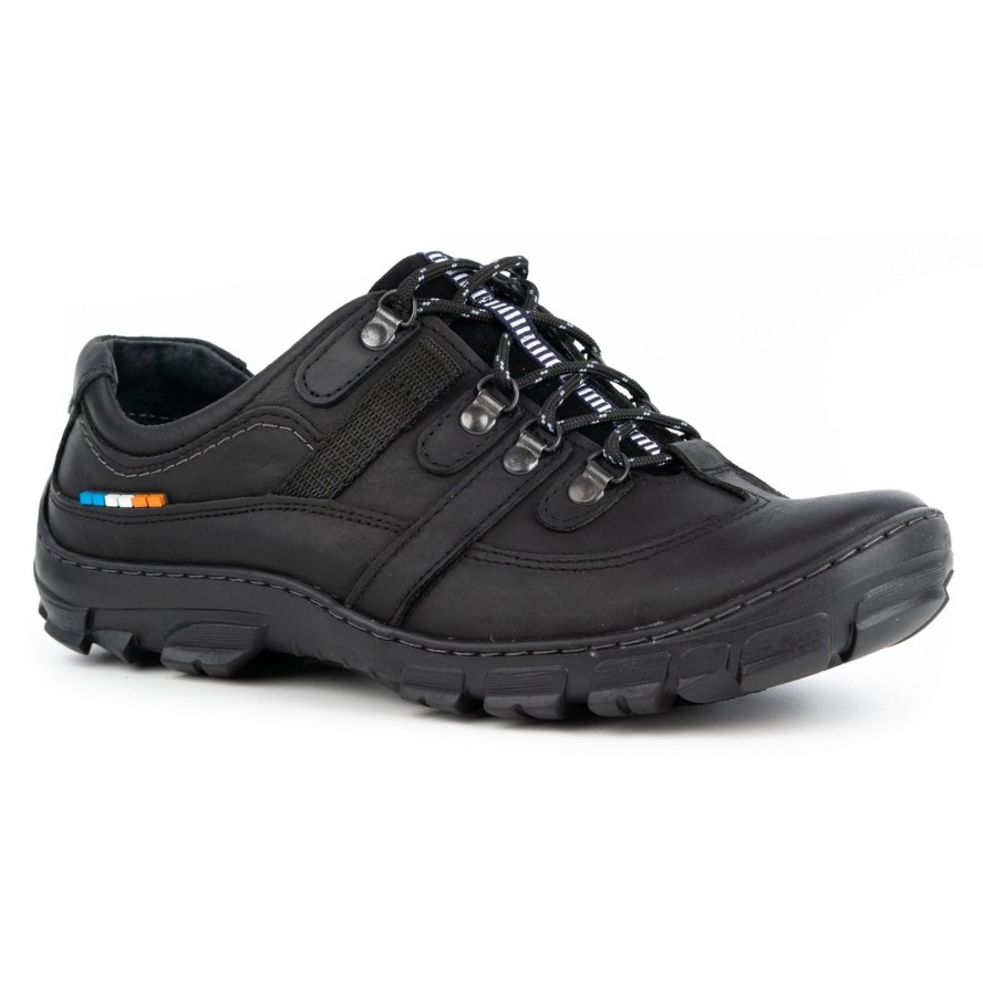 Olivier Skórzane buty trekkingowe męskie 213GT czarne