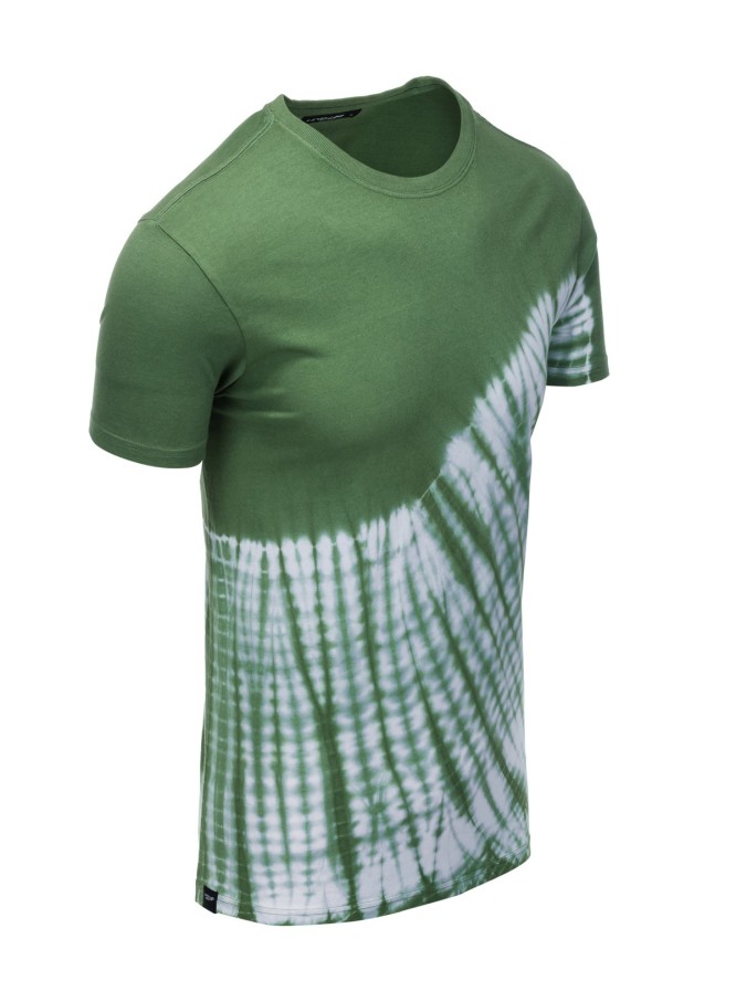 T-shirt męski bawełniany TIE DYE - zielony V3 S1617 - XXL