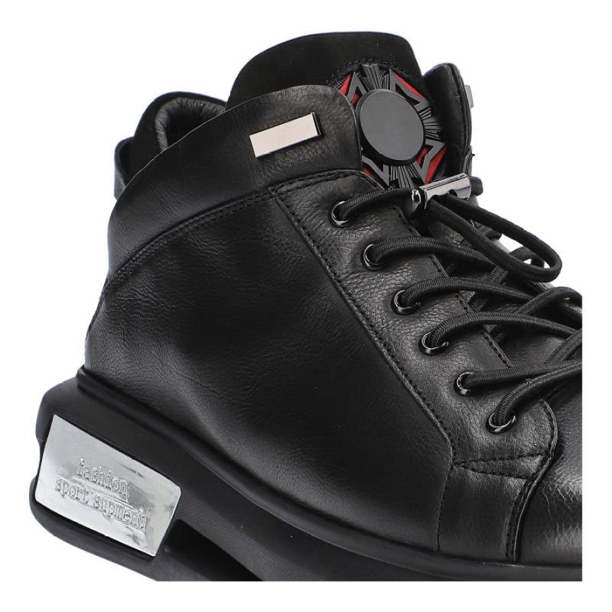 Czarne Sneakersy John Doubare Męskie Skórzane Buty