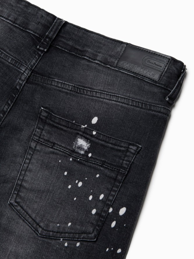 Spodnie męskie jeansowe z dziurami SLIM FIT - czarne V3 P1065 - M
