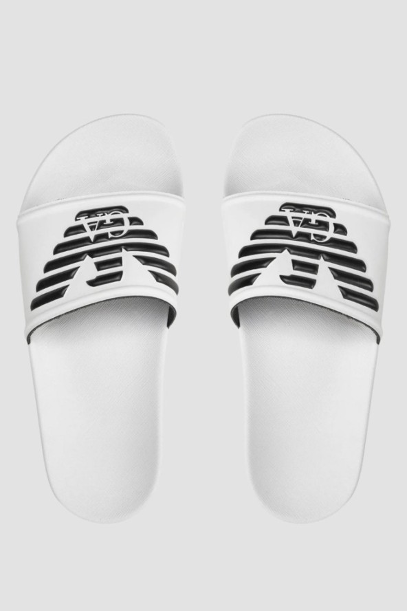 EMPORIO ARMANI Białe klapki Mules PVC logo