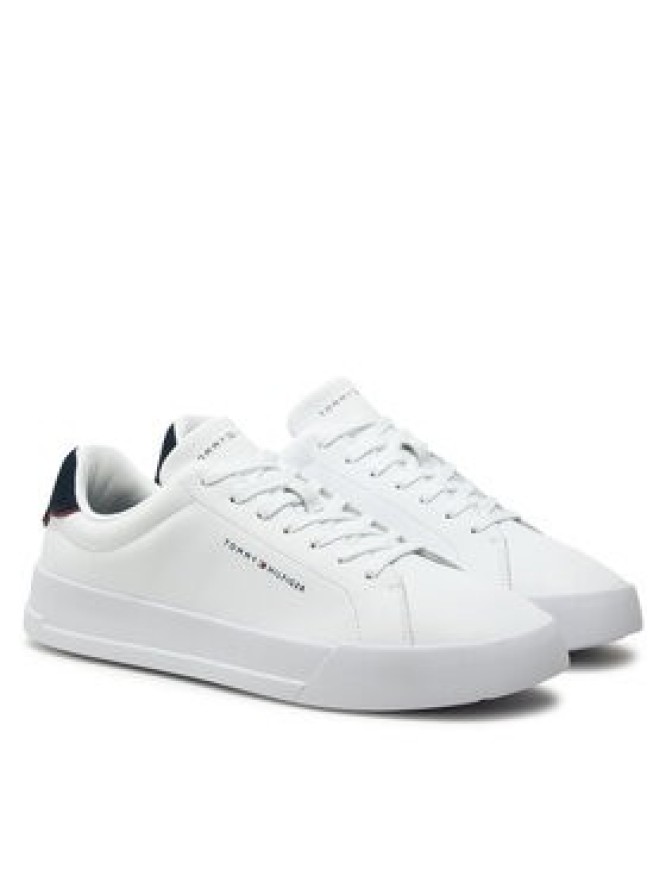 Tommy Hilfiger Sneakersy Th Court Lth Detail Ess FM0FM05367 Biały