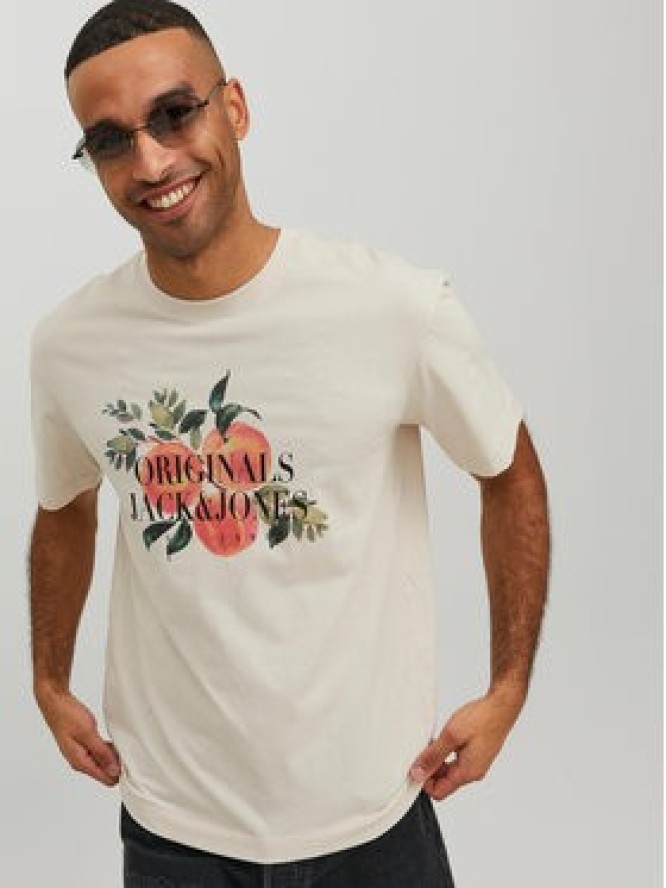 Jack&Jones T-Shirt Flores 12228775 Beżowy Relaxed Fit