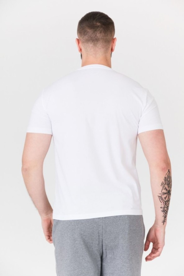 EA7 Biały t-shirt męski z aplikacją z logo