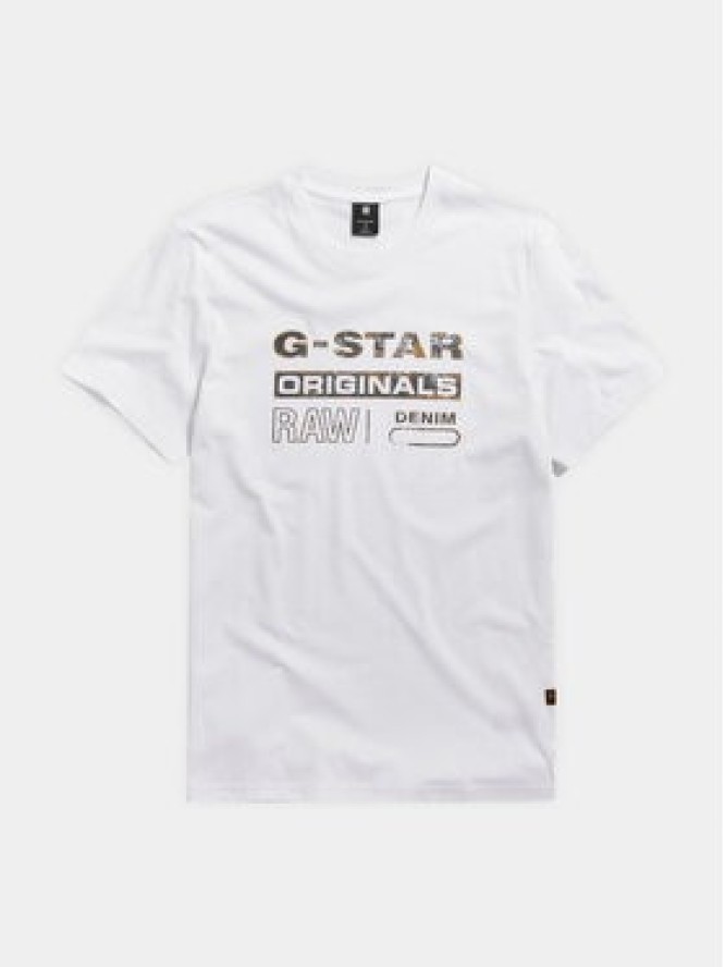 G-Star Raw T-Shirt Distressed D24420-336 Biały Slim Fit