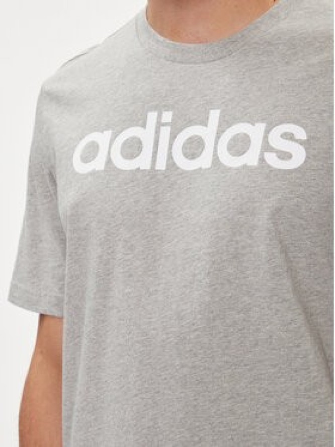 adidas T-Shirt Essentials Single Jersey Linear Embroidered Logo T-Shirt IC9277 Szary Regular Fit