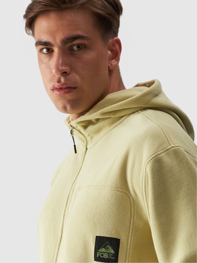 Polar z kapturem oversize męski - oliwkowy/khaki