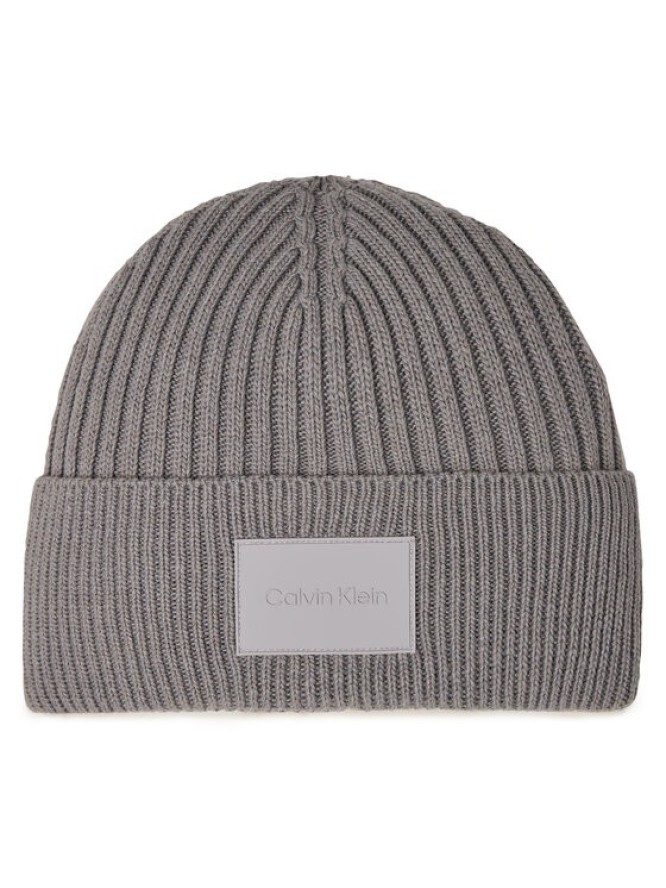 Calvin Klein Czapka Tonal Rubber Patch Beanie K50K511291 Srebrny