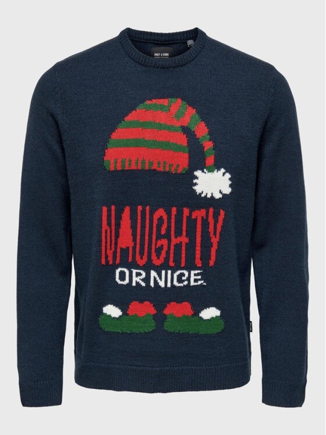 Only & Sons Sweter Xmas 22023350 Granatowy Regular Fit