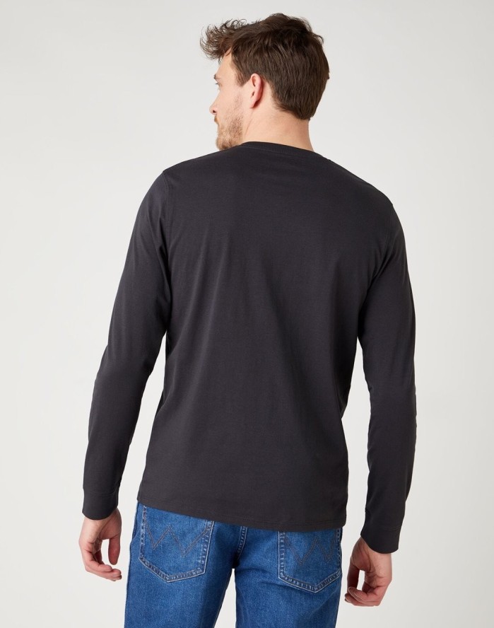 WRANGLER LS AMERICANA TEE MĘSKA KOSZULKA Z DŁUGIM RĘKAWEM FADED BLACK W7J5D3XV6