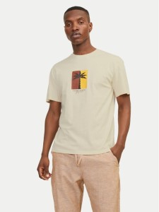 Jack&Jones T-Shirt Jormarbella 12255569 Beżowy Relaxed Fit