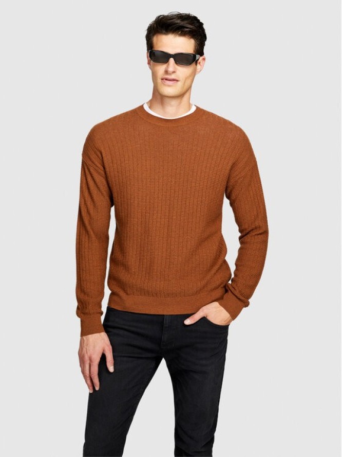 Sisley Sweter 1041T102A Brązowy Regular Fit