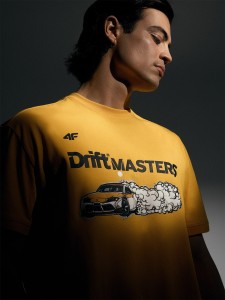 4F T-shirt regular z nadrukiem uniseks 4F x Drift Masters - żółty XXL