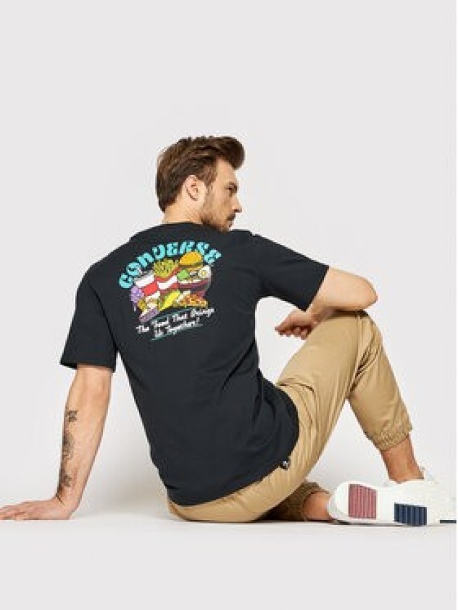 Converse T-Shirt Playera Fast Food 10022934-A01 Czarny Standard Fit